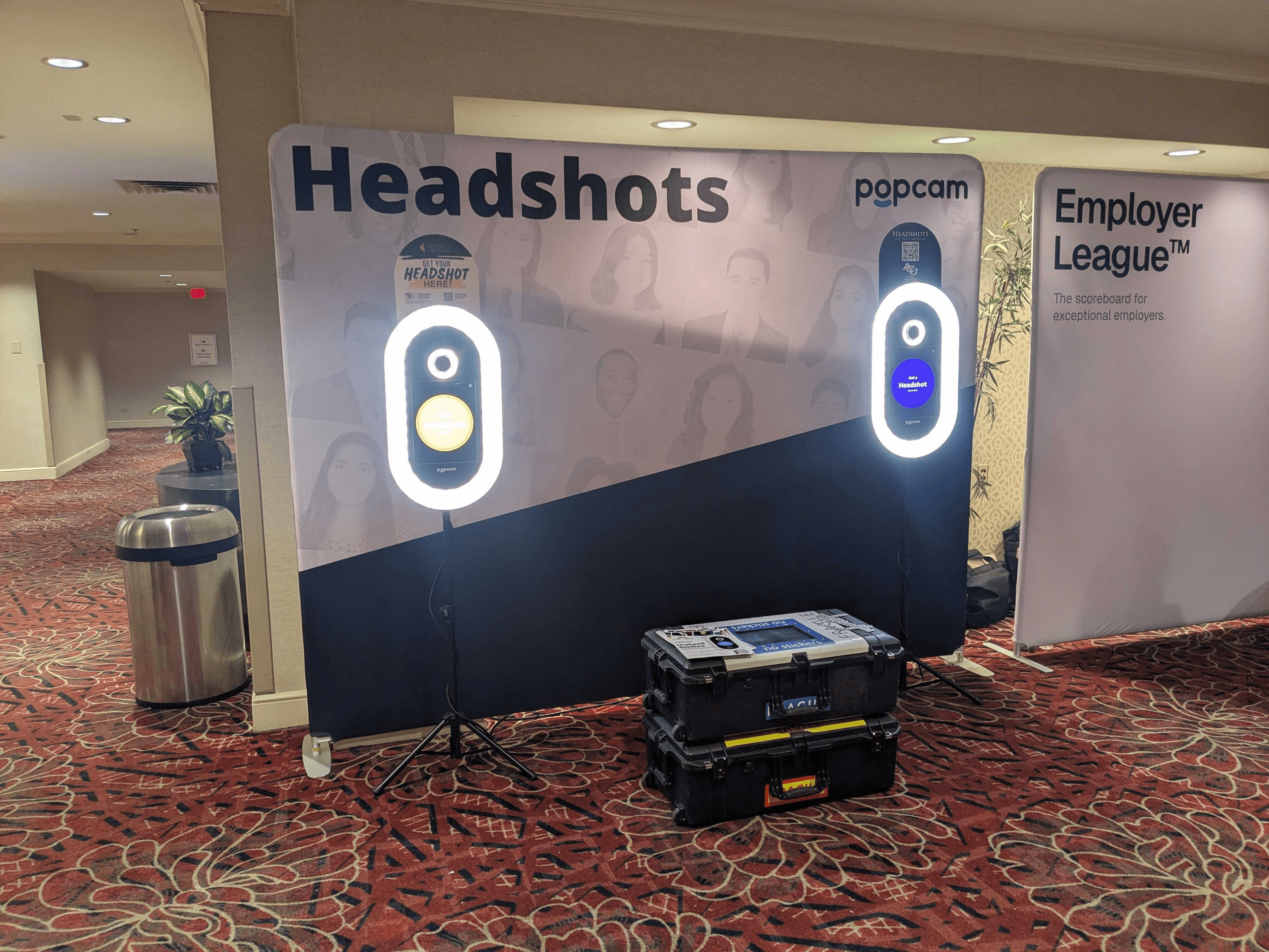 A Popcam kiosk set up and ready for headshots